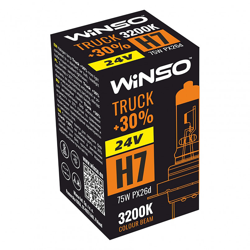 24V H7 TRUCK +30% 75W PX26d WINSO — фото товара №1
