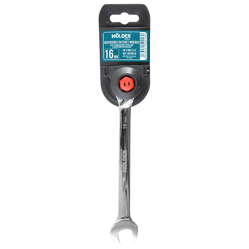 MOLDER Ключ комбінований з трещіткою та реверсом, кільце під кутом 15° CR-V, 16 мм (5/100) — фото товара №1