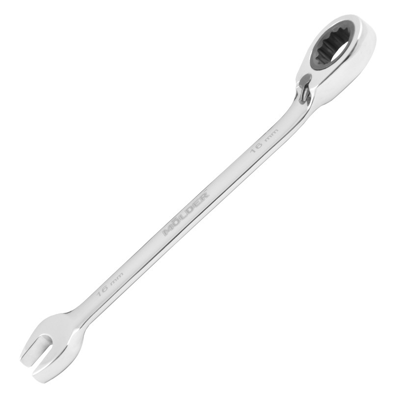 MOLDER Ключ комбінований з трещіткою та реверсом, кільце під кутом 15° CR-V, 16 мм (5/100) — фото товара №3