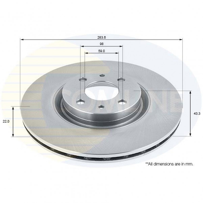 ADC1811V Comline - Диск гальмівний вентильований з покриттям — фото товара ADC1811V Comline - Диск гальмівний вентильований з покриттям — фото товара