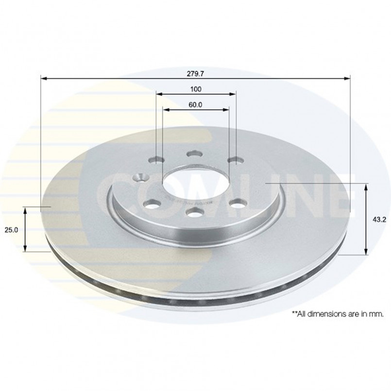 ADC1131V Comline - Диск гальмівний вентильований з покриттям — фото товара ADC1131V Comline - Диск гальмівний вентильований з покриттям — фото товара