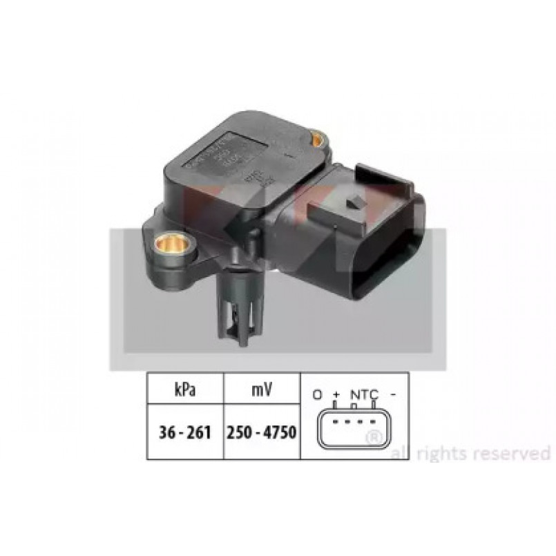 493 076 KW Датчик тиску повітря(вакуума) (аналог EPS 1.993.076/Facet 10.3076 ) — фото товара