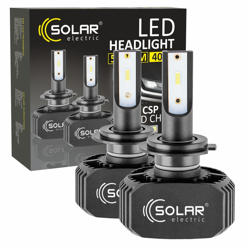 SOLAR Лампа LED H7 LED 12/24V 40W 5000Lm 6000K, CSP1860 2шт. (50шт.) — фото товара №1