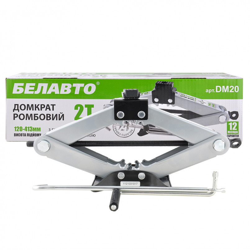 БЕЛАВТО  Домкрат ромбовий, 2т., гумова подушка,вис.підйому 120-413мм,(6шт/уп.) — фото товара №1