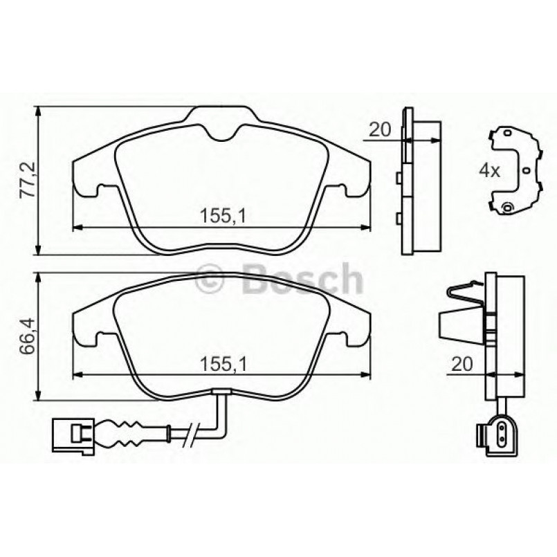 0986494372 BOSCH Гальмівні колодки до дисків BP1280 — фото товара №1