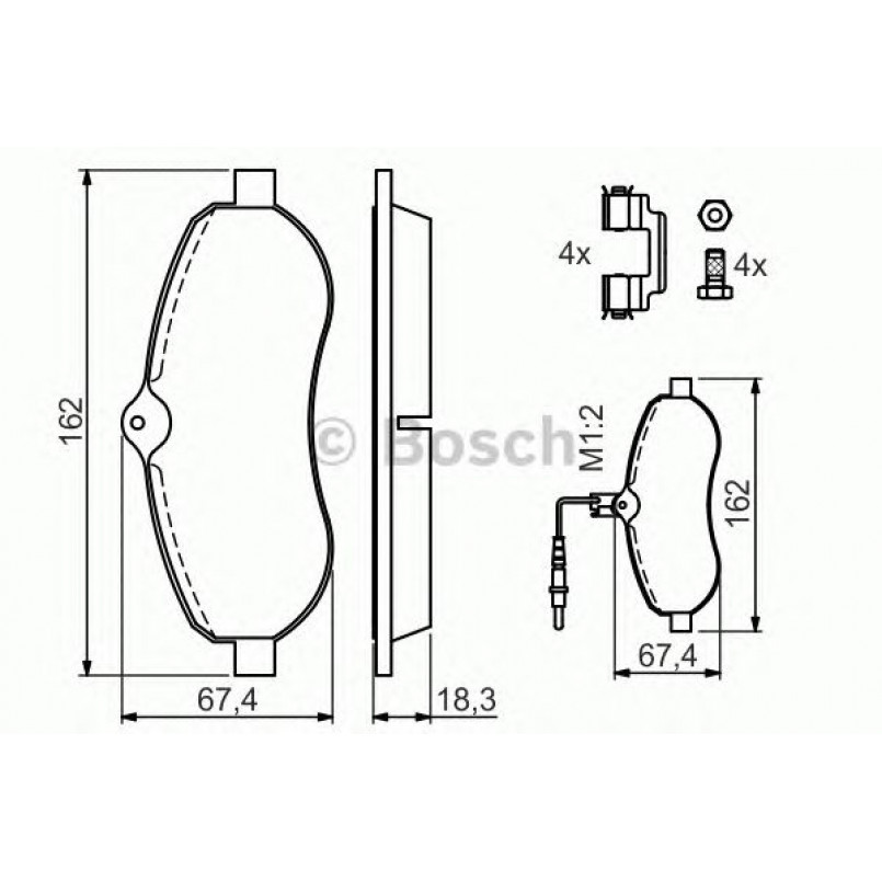 0986494163 BOSCH Гальмівні колодки до дисків BP1074 — фото товара №1
