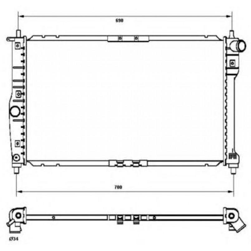 53253 NRF Радіатор охолодження Daewoo Lanos 1.4-1.6 97- (380 — фото товара №3