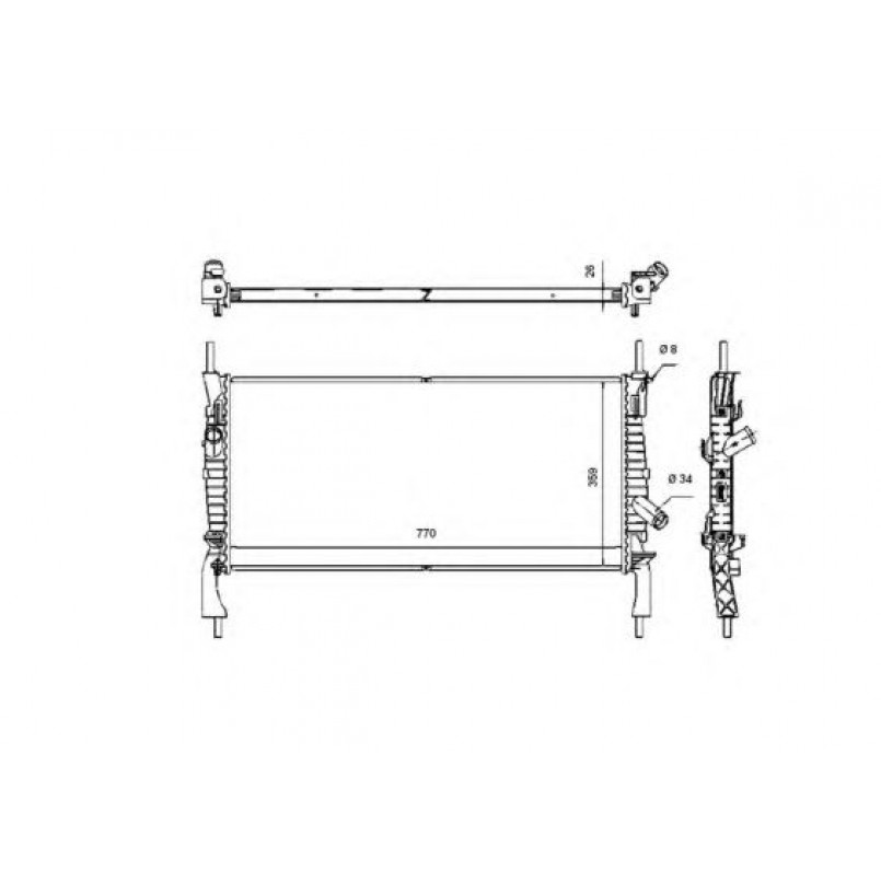 53746 NRF Радіатор охолодження (MT) (+AC) FORD TRANSIT, TRANSIT TOURNEO 2.2D-2.4D 04.06- — фото товара