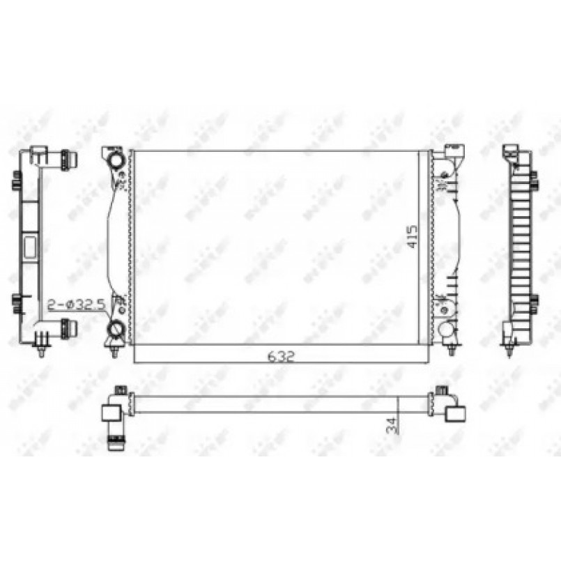 50539A NRF Радіатор двигуна AUDI A4, A6 SEAT EXEO, EXEO ST 1.6-2.0D 11.00- — фото товара
