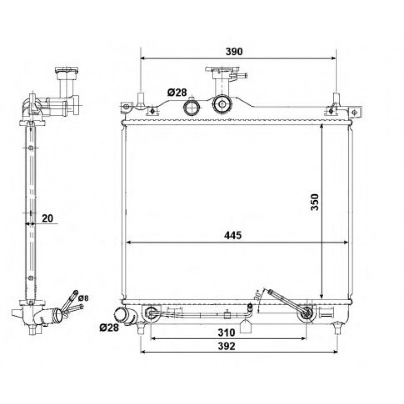 58425 NRF Радіатор охолдження двигуна (AT) HYUNDAI i10 08- — фото товара №3