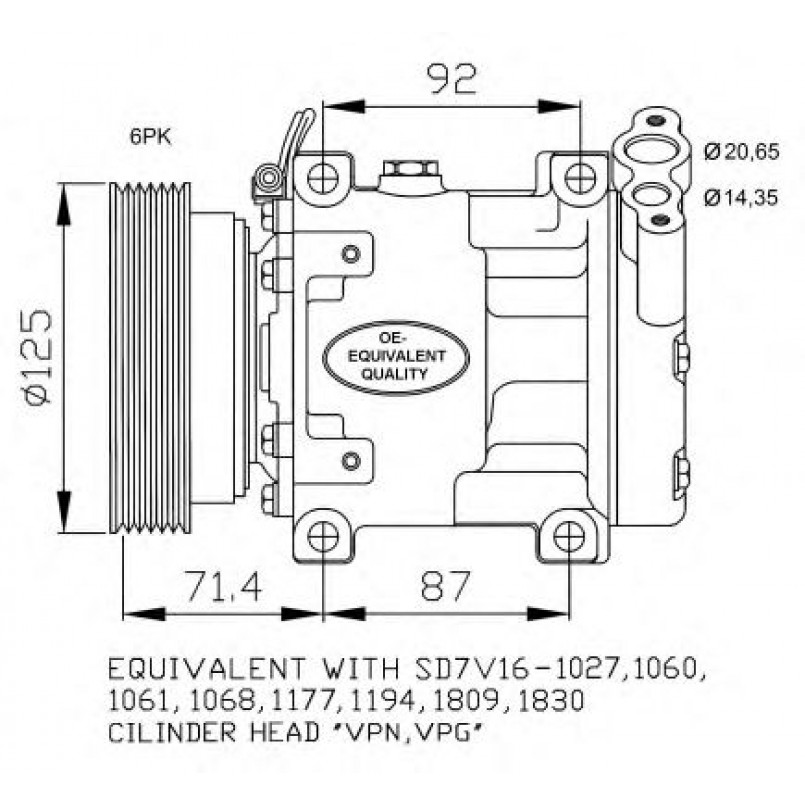 32742 NRF Компресор кондиціонера Dacia Duster, Logan,Sandero Renault Clio 1.4-1.6Lpg 09.98- — фото товара №1