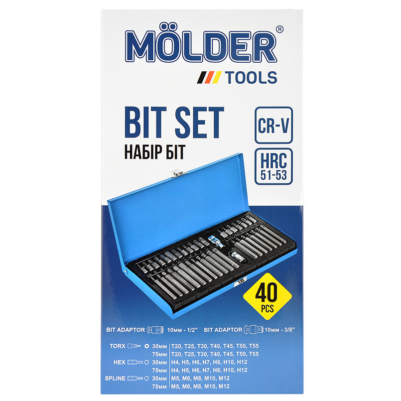 MŌLDER Професійний набір зірок і шестигранників Molder, CR-V 40шт. — фото товара №4
