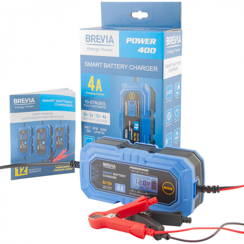 BREVIA Зарядний пристрій АКБ BREVIA 4A, 6V/12V, 4-120Ah (10шт.) — фото товара №3