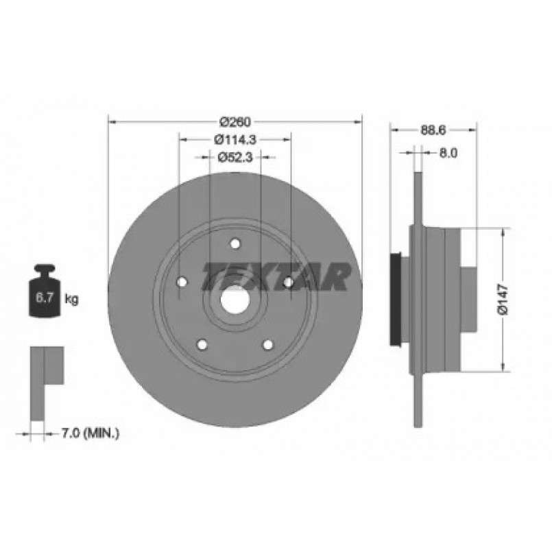 92291003 TEXTAR Диск гальмівний з підшипником та магнітним кільцем — фото товара