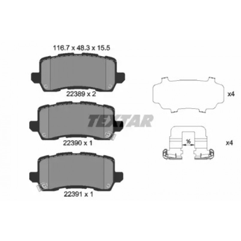 2238901 TEXTAR Гальмівні колодки до дисків — фото товара