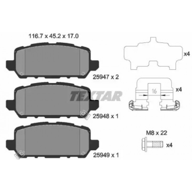 2594701 TEXTAR Гальмівні колодки до дисків — фото товара