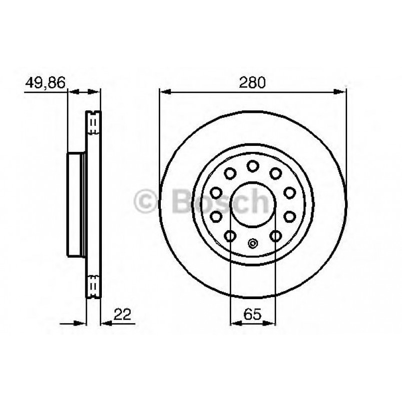 0986479098 BOSCH Гальмівний диск BD1028 — фото товара №1