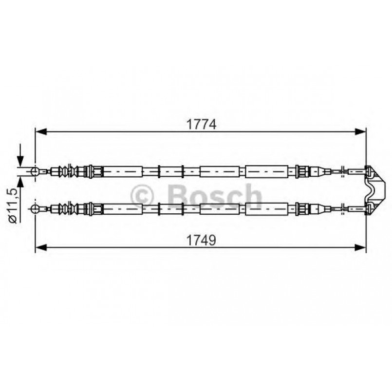 1987477163 BOSCH Трос ручного гальма — фото товара №1