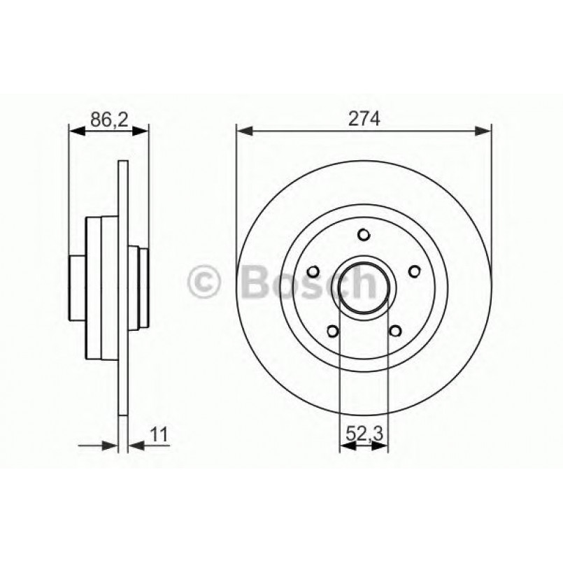 0986479682 BOSCH Гальмівний диск BD1519 — фото товара