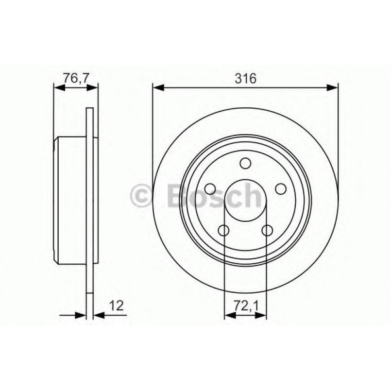 0986479R08 BOSCH Гальмівний диск BD1743 — фото товара