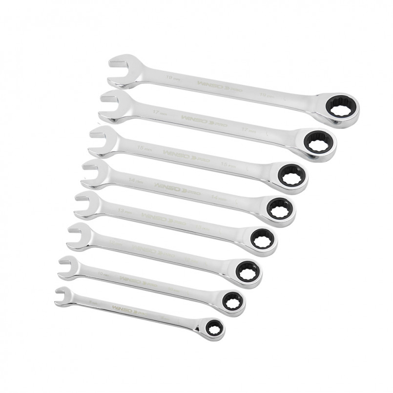 Набір ключів комбінованих WINSO PRO з тріскачкою CR-V,  8шт (8-19, 8-10-12-13-14-15-17-19мм) (5/20) — фото товара №3