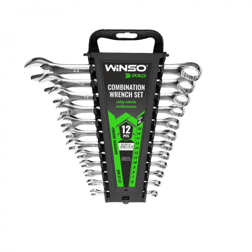 Набір ключів комбінованих WINSO PRO CR-V, 12шт., 6-22 мм, упакування пластик — фото товара №1