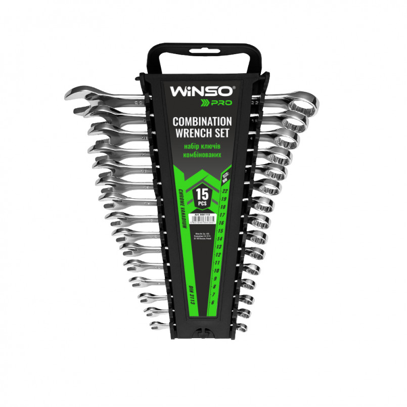 Набір ключів комбінованих WINSO PRO CR-V, 15шт., 6-22 мм, упакування пластик — фото товара №1