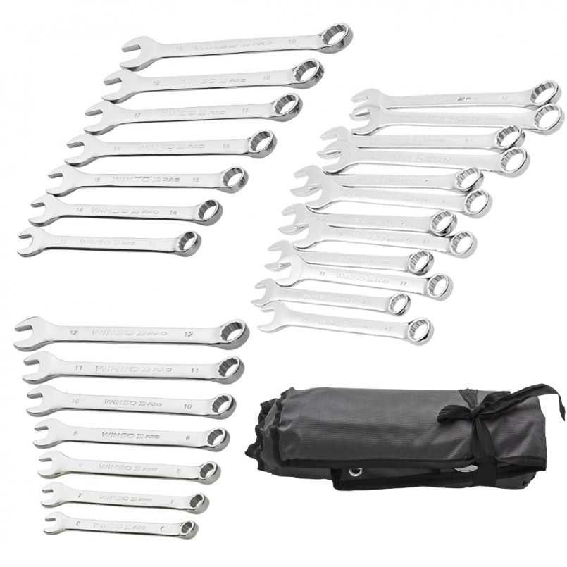 Набір ключів комбінованих WINSO PRO CR-V, 26шт., 6-32 мм, упакування чохол — фото товара №2