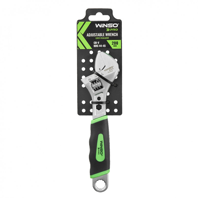 Ключ розвідний WINSO PRO 200мм, макс діаметр 24мм, Cr-V, HRC 44-45, вимірювальна шкла, сатинове покр — фото товара №1