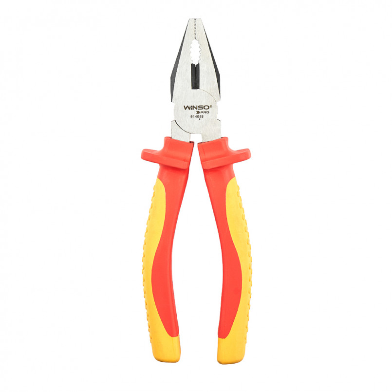 Плоскогубці комбіновані діелекричні WINSO PRO 180мм, VDE 1000В, 60Cr-V, HRC 58-65, поліровані, чорни — фото товара №2