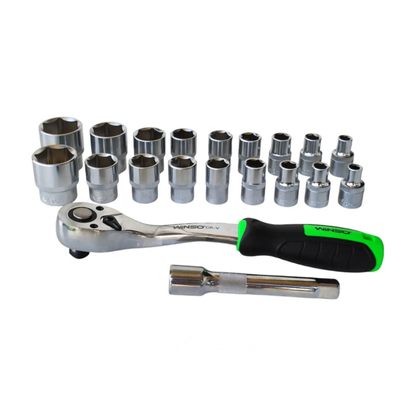 Професійний набір головок торцевих з тріскачкою та подовжувачем WINSO PRO, 1/2_ 72Т, CR-V, 8-32 мм, — фото товара №2