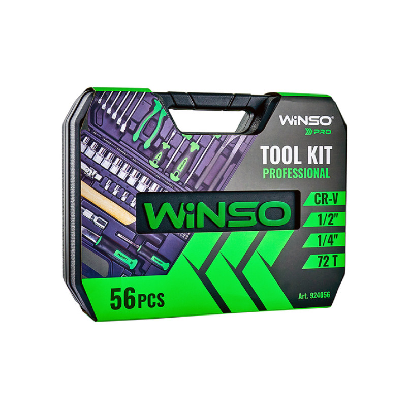 Професійний набір інструментів в кейсі WINSO Pro 1/2_, 1/4_ 72 T, CR-V, 56 од. — фото товара №2