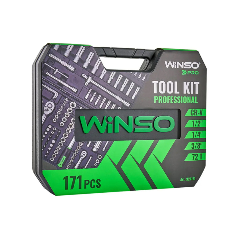 Професійний набір інструментів в кейсі WINSO Pro 1/2_, 1/4_, 3/8_ 72 T, CR-V, 171 од. — фото товара №2