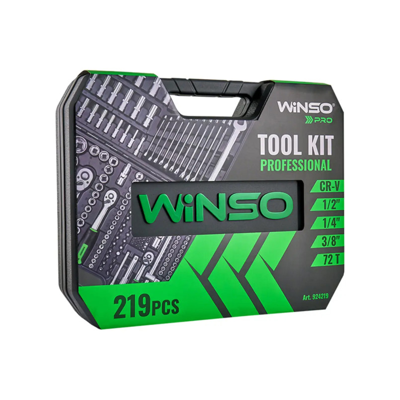 Професійний набір інструментів в кейсі WINSO Pro 1/2_, 1/4_, 3/8_ 72 T, CR-V, 219 од. — фото товара №2