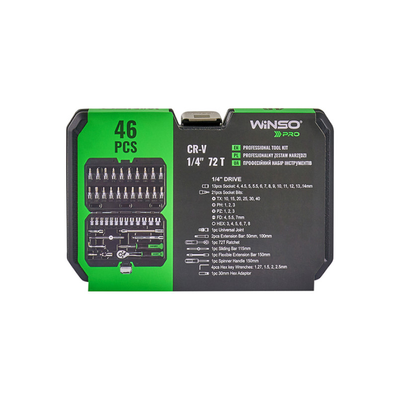 Професійний набір інструментів в кейсі WINSO Pro 1/4_ 72 T, CR-V, 46 од. — фото товара №3