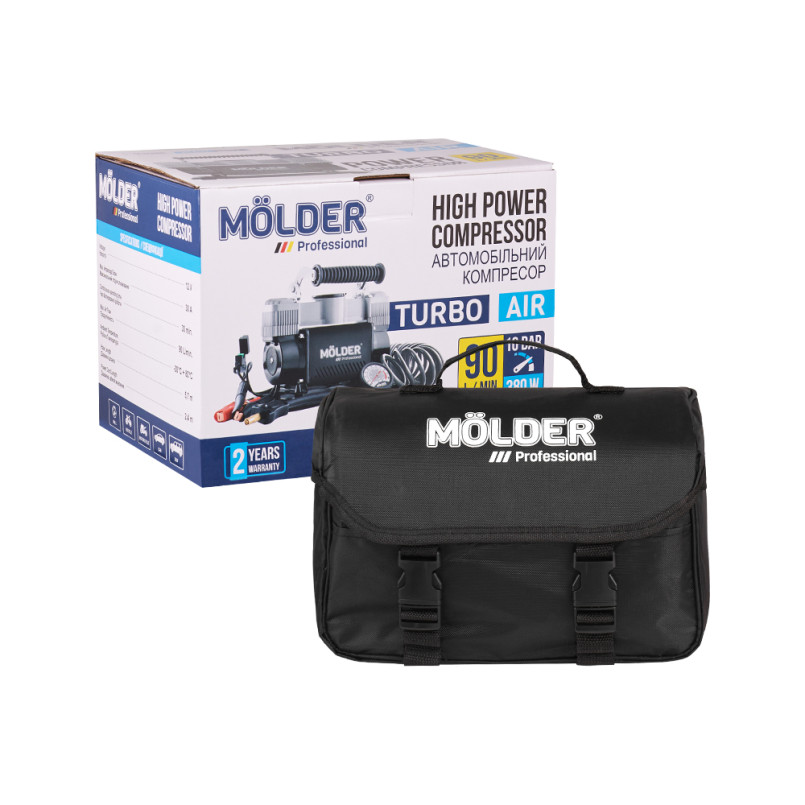Molder Автомобільний компресор 12В, 10 Атм, 90 л/хв., дов шланга 5,7м, кабелm 2,4м, зажими для АКБ  — фото товара №4