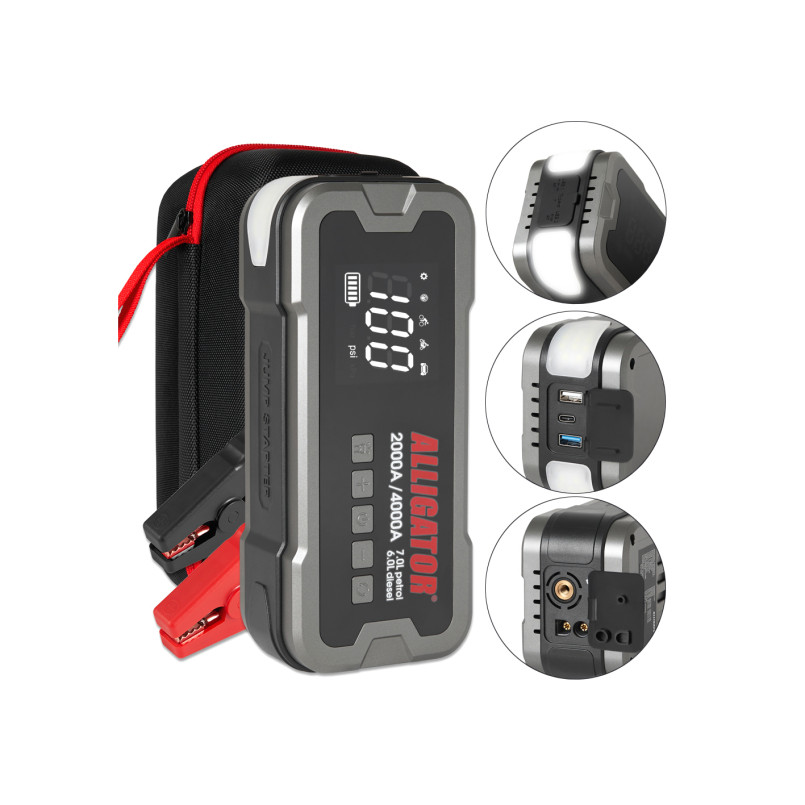 ALLIGATOR Пусковий пристрій 24000mAh 2000A/4000A, kompressor 10Bar (10шт.) — фото товара №2