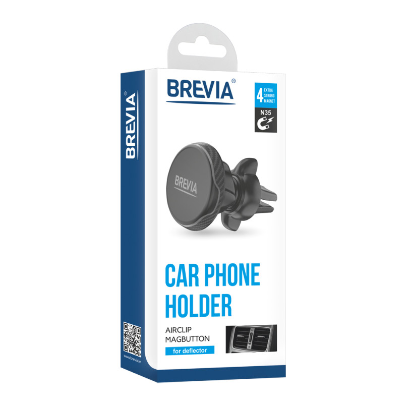 BREVIA _Автомобільний тримач телефона AirClip MagButton Магнітний, 4 магніти, для дефлектора_ — фото товара №3