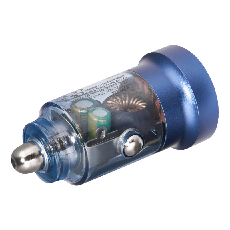 BREVIA АЗП ePower DualCharge 30W 1xUSB-C+1xUSB-A, transparent blue (250шт.) — фото товара №2