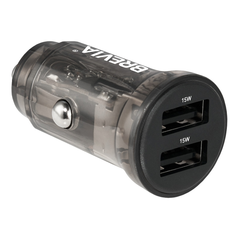 BREVIA АЗП ePower DualDrive 15W 2xUSB-A, transparent black (250шт.) — фото товара №1